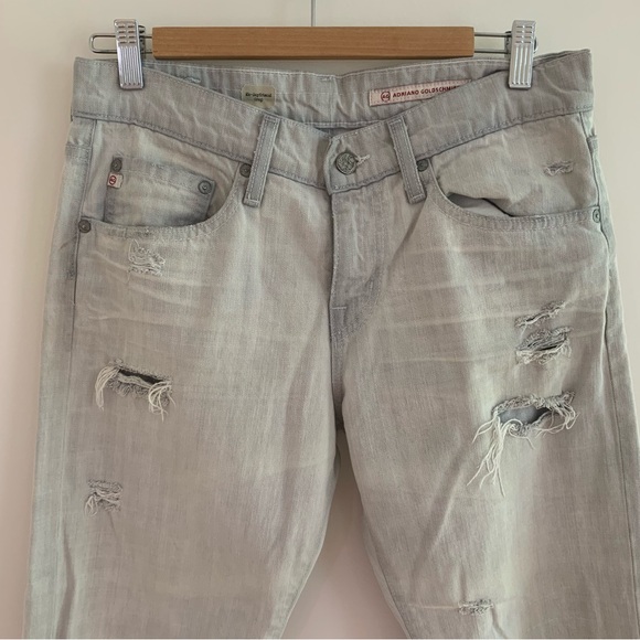 AG Adriano Goldschmied Ex-Boyfriend Crop Distressed Ripped Denim Jeans Womens 28 - Picture 2 of 6